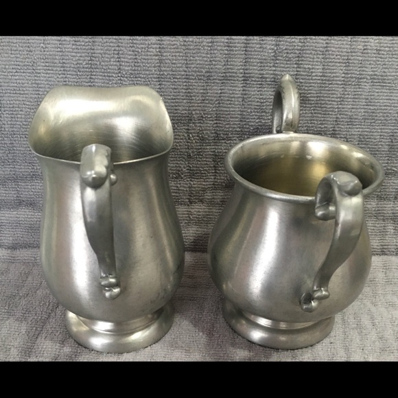 Vintage Preisner 2062 Solid Pewter Ornate Creamer & Sugar Bowl without Lid - Picture 2 of 10